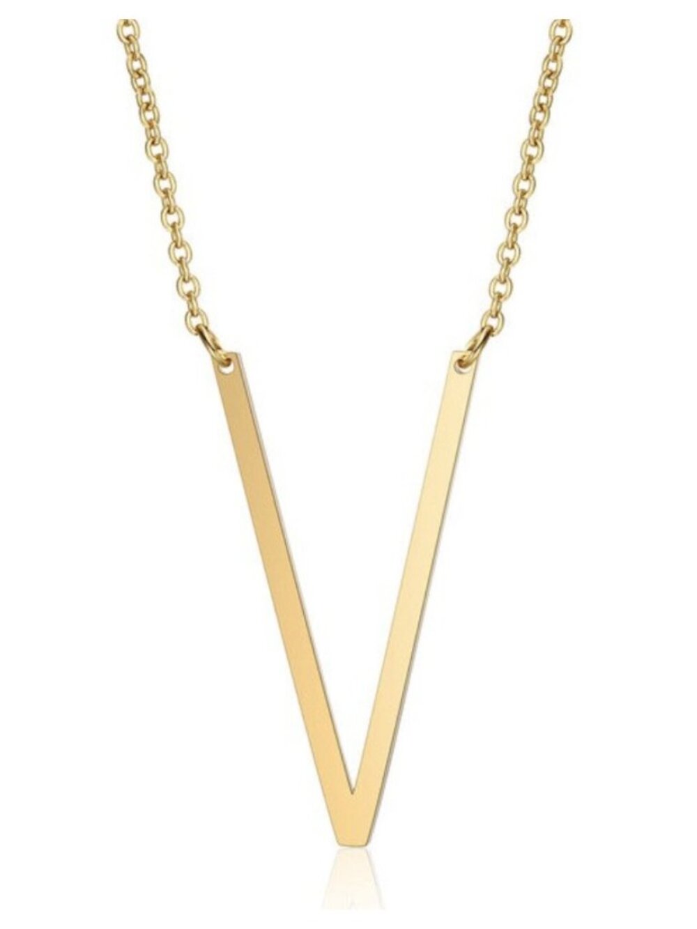 Large Letter "V" 18k Gold Plated Big Initial Name Statement Necklace